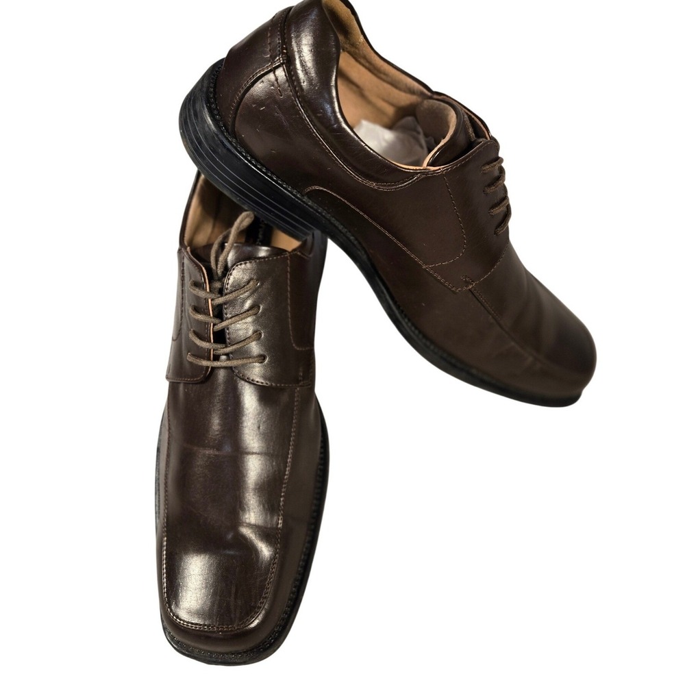 Bruno Marc New York Goldman-01 Mens Dress Shoes Brown Square Toe Size 12 - Picture 2 of 10